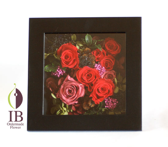 プリザードフラワー オーダーメイド ウッドフレームのお花