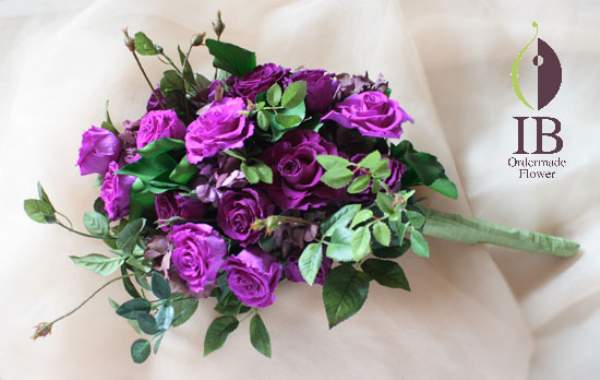 プリザーブドフラワー 花束 ラッピングを外した感じ 違う角度