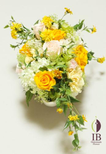 ブリザードフラワー イエローアレンジ 誕生日プレゼント
