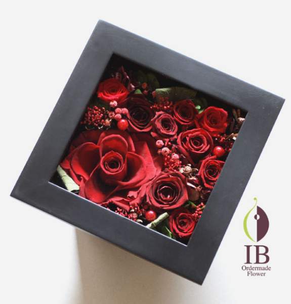 プリザードフラワーバラ エレガントレッド