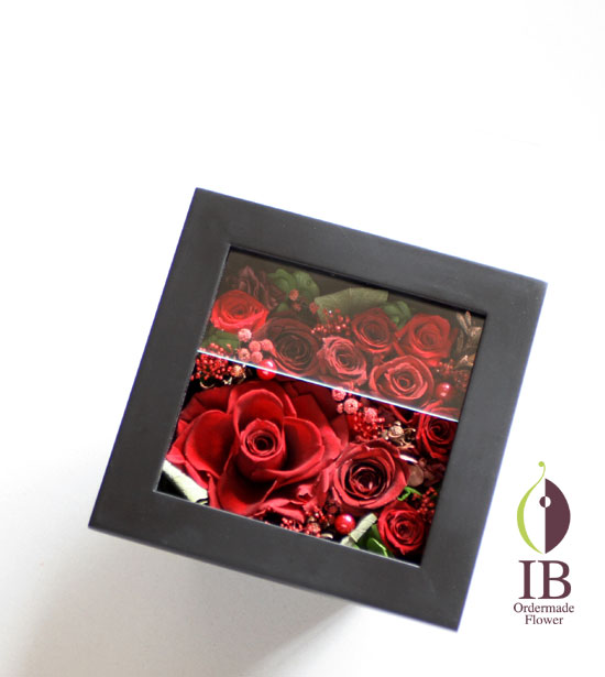 フレームのお花 プリザードチェリーレッド