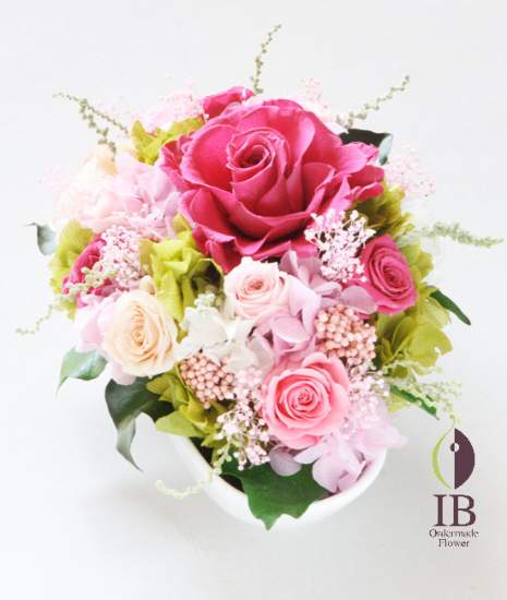 プリザードフラワーバラ　ピュアホワイト