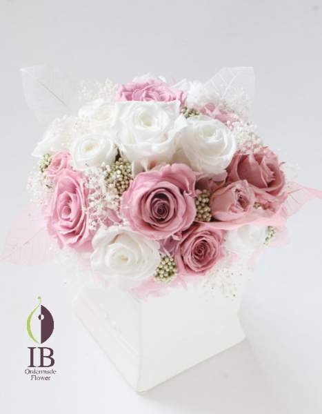 プリザードフラワー バラ クリスタルピンク