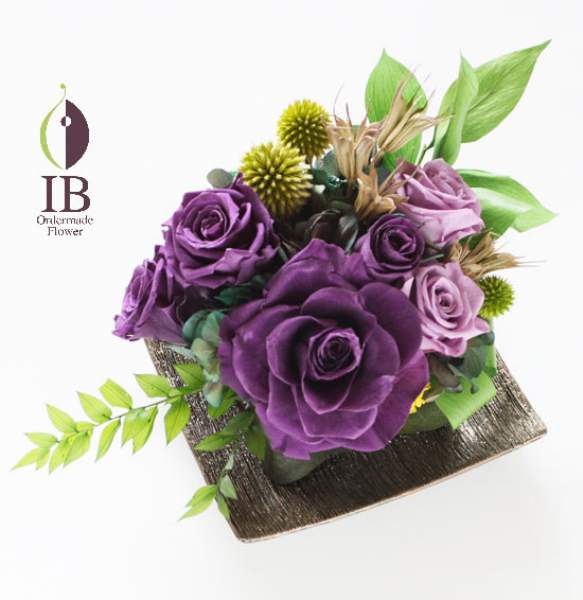 プリザードフラワー アジサイグリーンボルドー