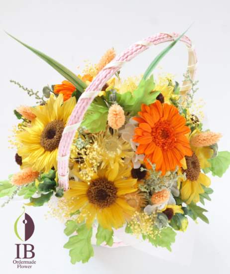 ひまわり かごアレンジ