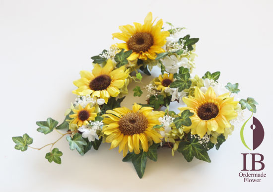 オーダーメイド ハートのリース ひまわり