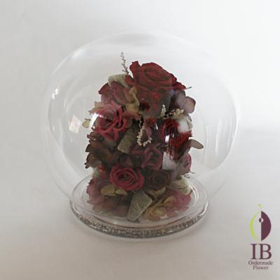 プリザードフラワー ガラスドーム装飾