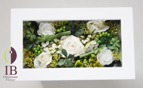 プリザードフラワー　バラ　パールホワイト