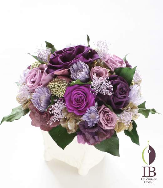 プリザードフラワー　バラ　スイートバイオレット