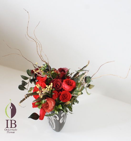 プリザードフラワー　カラー　ワイン