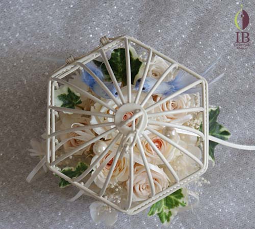 とりかごリングピローのプリザーブド プリザードフラワー オーダーメイド