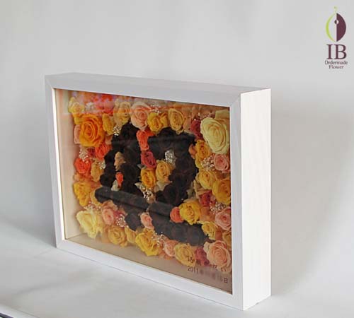 退職御祝のプリザーブド 黄色バラのアレンジ