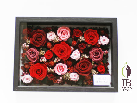 プリザードフラワー 還暦お祝い 木製フレーム装飾花