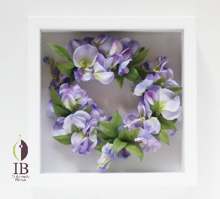 フラワーアレンジ 壁掛け 古希木製フレーム装飾花