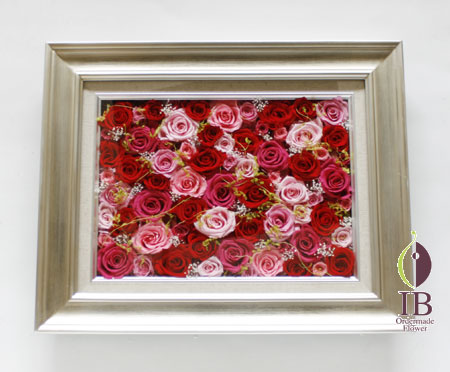 プリザードフラワー 壁掛け 古希木製フレーム装飾花