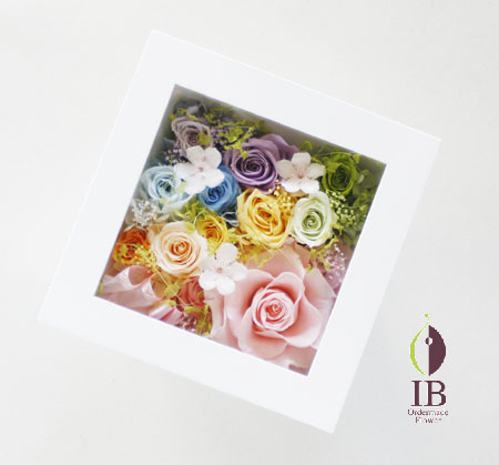 ブリザードフラワー 木製フレーム装飾