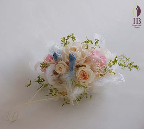 ふわふわ青い鳥 プリザードフラワー