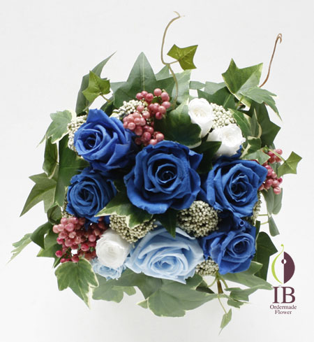 プリザードフラワー　バラ　グランブルー