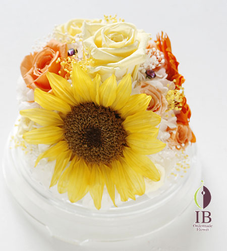 プリザーブドフラワー バラ サンセットオレンジ