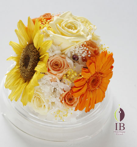 プリザードフラワー バラ サンセットオレンジ