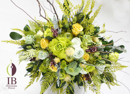 プリザードフラワー　バラ　ライトグリーン