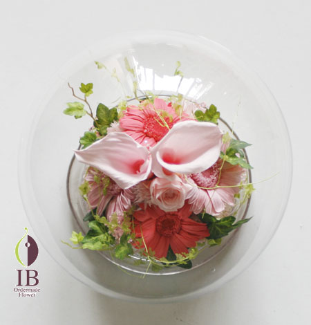 プリザードフラワー ガーベラ ドームアレンジ