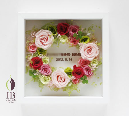 プリザードフラワー フレーム リース アレンジ