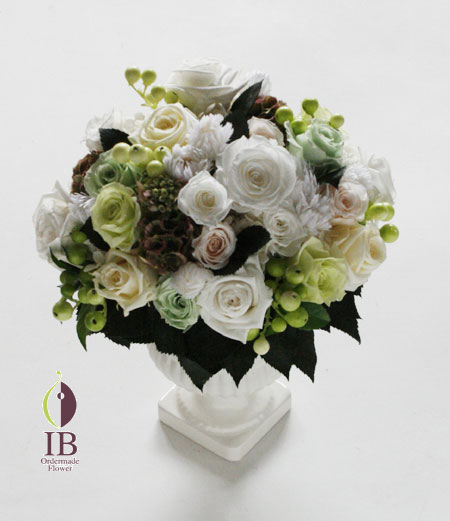 プリザードフラワー バラ パールホワイト