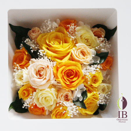 プリザ バラ ミモザイエロー