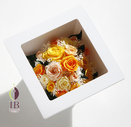 プリザーブド バラのウッドボックス装飾 オーダーメイド