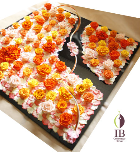 プリザーブド 特大フレーム装飾 バラ ブライトオレンジ