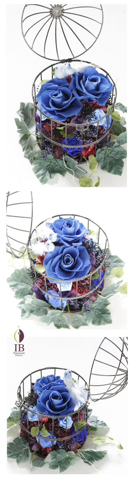 プリザード 青いバラのアレンジ