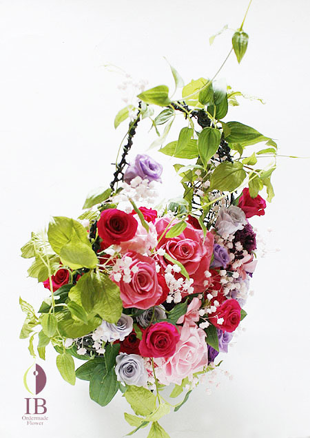 母の日の贈り物　ピンクとパープルミックスアレンジ　