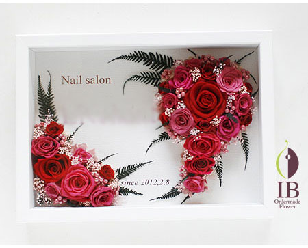 プリザーブドフラワ- 創立1周年をお祝い フレーム装飾