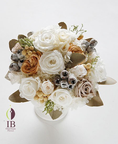 プリザーブドフラワー バラ ホワイトシャンパン