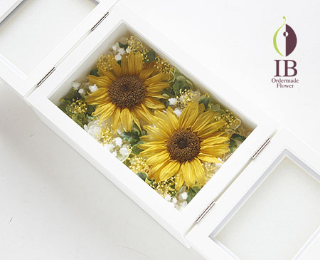 プリザーブド ひまわりのフォトフレーム オーダーメイド