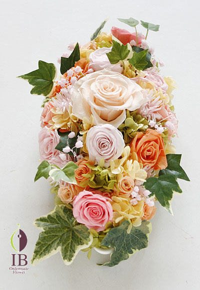 プリザーブドフラワー バラ サンセットオレンジ