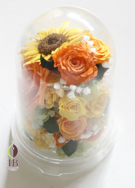 プリザ バラ サンセットオレンジ