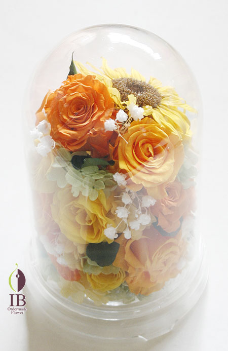 プリザ バラ サンセットオレンジ オーダーメイド