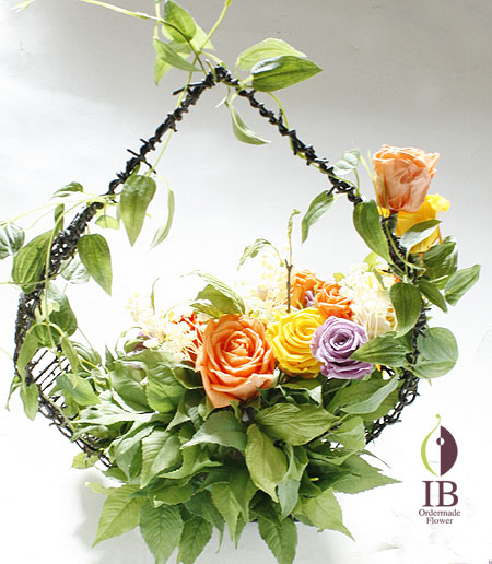 プリザーブドフラワー バラ ミモザイエロー