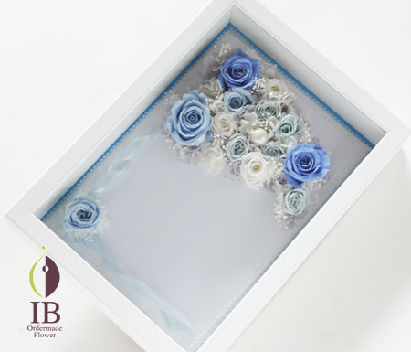プリザーブフラワー　バラ　ベイビーブルー