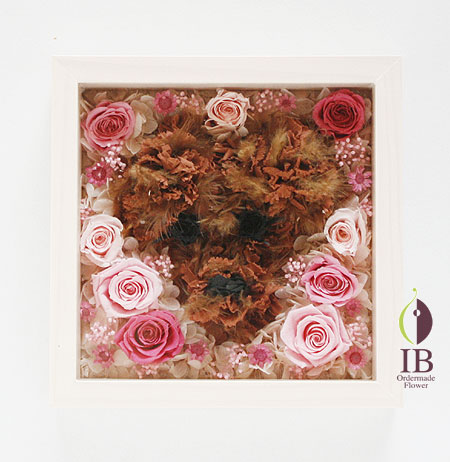 プリザードフラワー 壁掛け 木製フレーム装飾花