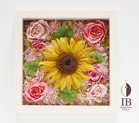 プリザードフラワー 壁掛け 木製フレーム装飾花