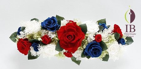 プリザーブドフラワ- トリコロールカラーのアレンジ