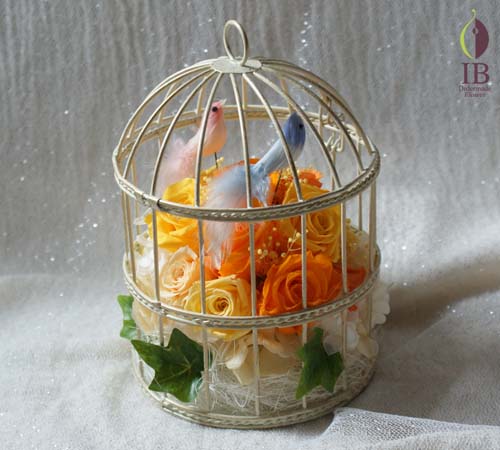 プリザード イエローバラのアレンジ