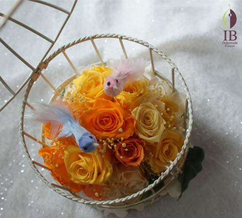 お花アップ 鳥かごアレンジ
